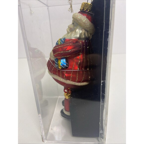 Unique Treasures Hand Made Hanging Christmas Santa Glass Ornament In Case - Picture 2 of 7